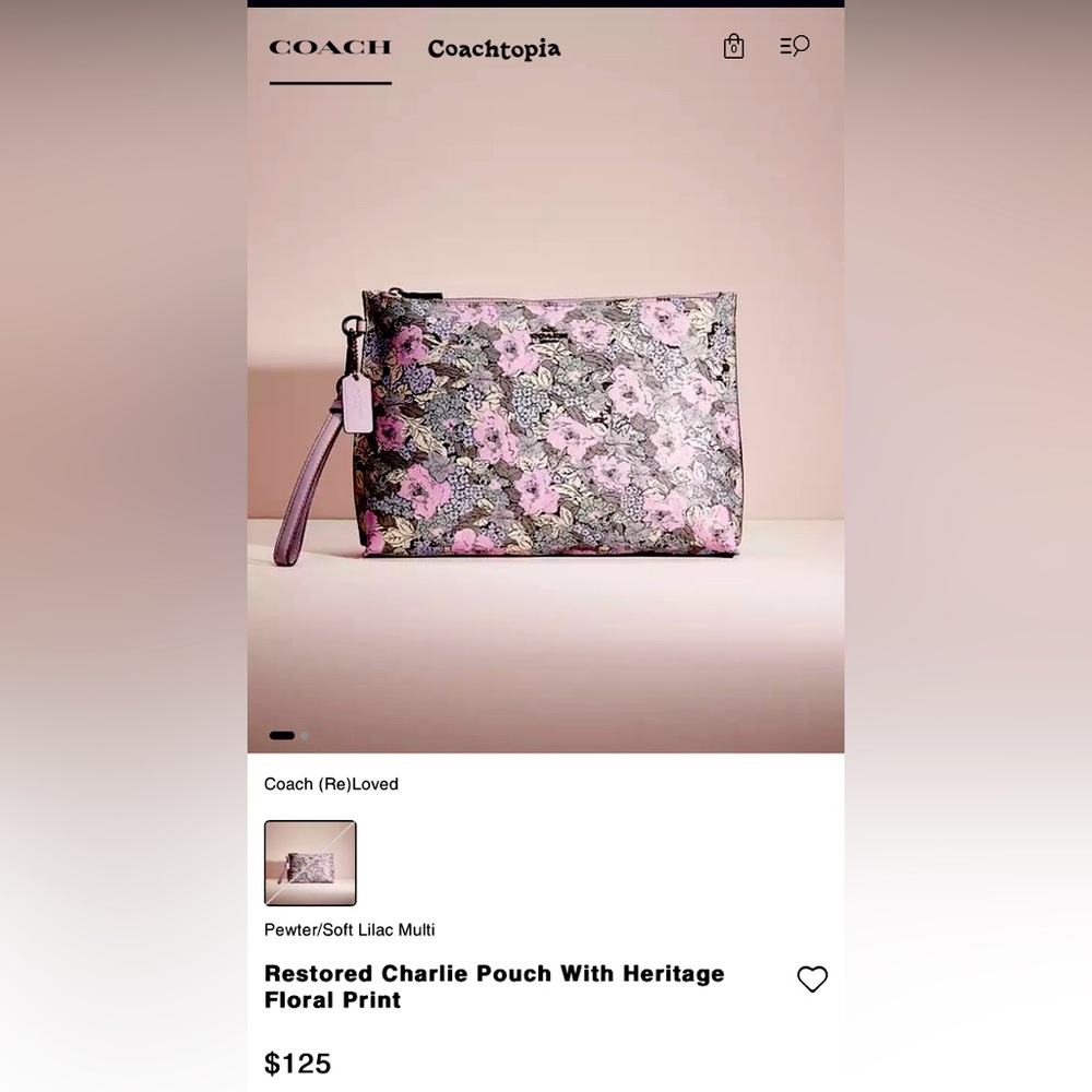 Coach lilac clutch purse with Coach glitter bear.